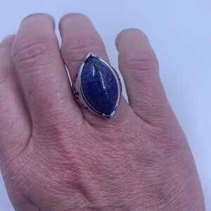 Lapis Lazuli Cocktail Ring Set in Stainless Steel - 20 Ctw Size 7